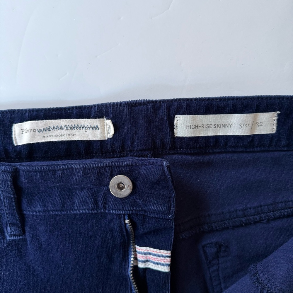 ANTHROPOLOGIE PILCRO Plus Size 32 High Rise Skinny Navy Corduroy 35โ Waist Jeans - Picture 3 of 16